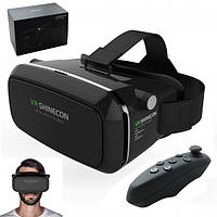 Очки виртуальной реальности VR 3D Shinecon с Джойстиком пультом Blutooth черные! BEST