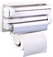 Кухонный диспенсер держатель для бумажных полотенец пищевой пленки и фольги UKC Triple Paper Dispenser белый!