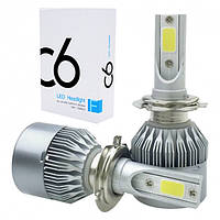 Комплект LED ламп дальний свет головного освещения C6 HeadLight H7 6000K 36W 12v 2шт! BEST