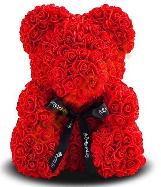 Мишка из алых 3D роз в подарочной упаковке медведь Тедди Красный! BEST - фото 2 - id-p1603791939
