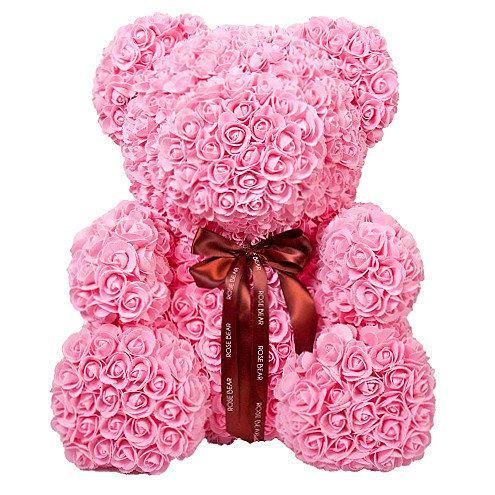 Мишка из алых 3D роз в подарочной упаковке медведь Тедди Розовый! BEST - фото 1 - id-p1603791940