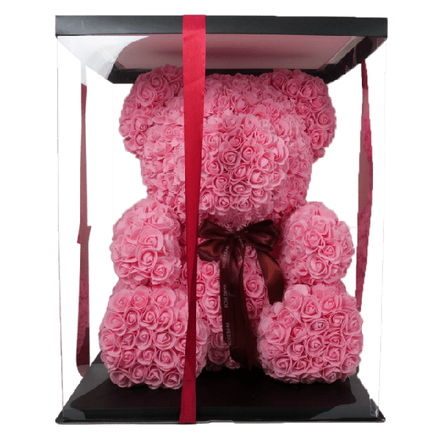 Мишка из алых 3D роз в подарочной упаковке медведь Тедди Розовый! BEST - фото 2 - id-p1603791940