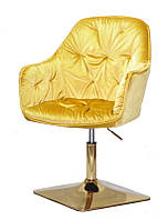 Кресло Mario 4 GD-Base велюр желтый Y-10 золотая квадратная опора, поворотное с регулировкой высоты