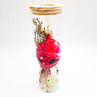 Роза в стеклянной колбе UKC с LED подсветкой подарочная экспозиция в коробке 26 см красная! BEST