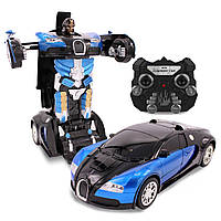 Машина робот аккумуляторный трансформер автобот на радиоуправлении 28 см Bugatti Veyron синий! BEST
