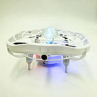 Мини квадрокоптер ручной дрон "Летающая тарелка" UFO с Led подсветкой избегает столкновений управляется!