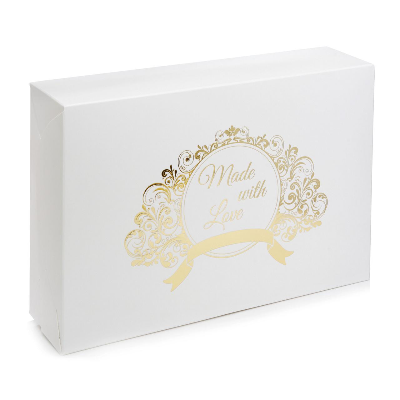 Коробка "Make with love" тиснення золотом для макаронс, пряників, 225*150*60