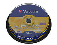 DVD+RW Verbatim (43488) 4.7GB 4x Cake, 10шт Silver