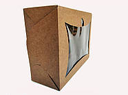 Картонна коробка на 6 капкейків, крафт, вікно – "кекс". Розмір 240*180*90