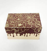 Коробка для 2 капкейков, маффинов, кексов "Шоколадные цветы", 160*110*85