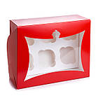 Коробка на 6 капкейків "Червона", вікно-"кекс". 240*180*90