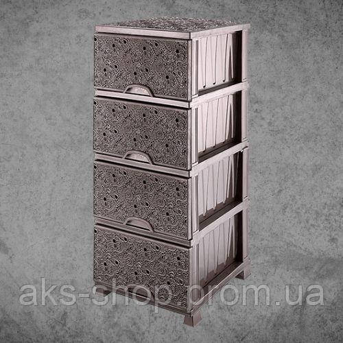Комод пластиковий ажур коричневий 4 ящики 375х455х385 см Elif Plastik 293