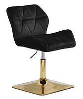 Поворотний стілець Paris 4 GD-BASE чорний 1011 велюр, на золотій квадратній опорі, фото 3
