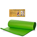 Килимок для йоги та фітнесу, MS 2608-27, NBR (спінений каучук), 181×61×1 см, з ременем-стійкою, різн. кольори спенений каучук;, Зелений, фото 2