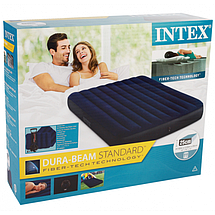 Велюровый Матрас Intex 64765 152х203х25 см с двумя подушками и насосом синий, фото 3