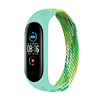 Тканевый монобраслет Braided Solo Loop MRK для фитнес браслета Xiaomi Mi Band 6/5/4/3 (M) 160mm Салатовый