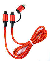 Кабель Dengos USB-C-USB Type-C/Lightning 1м Red (NTK-TC-TCL-RED)