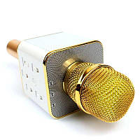 Портативный беспроводной Bluetooth микрофон-караоке Q7 Золотой! BEST