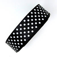 Стрічка в горох 2,5 см чорна