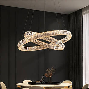 Бронзова подвійна 40+60см кругла скляна LED люстра Circle (918-VP115 BRZ (600+400)), фото 2
