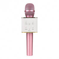 Портативный беспроводной Bluetooth микрофон-караоке Q7 Розовый! BEST