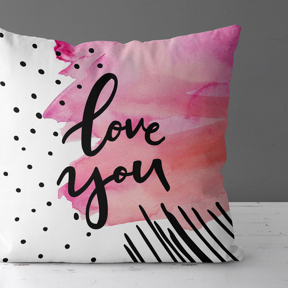 Подушка габардиновая с принтом Love you 30x30 см (3P_18L068)