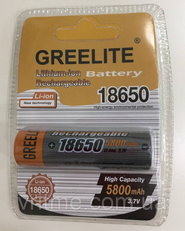 Акумуляторна батарейка BATTERY 18650 blister 5800mah від Greelite