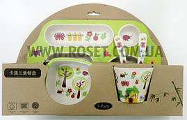 Дитячий набір посуду з бамбука Ліс 5 pcs