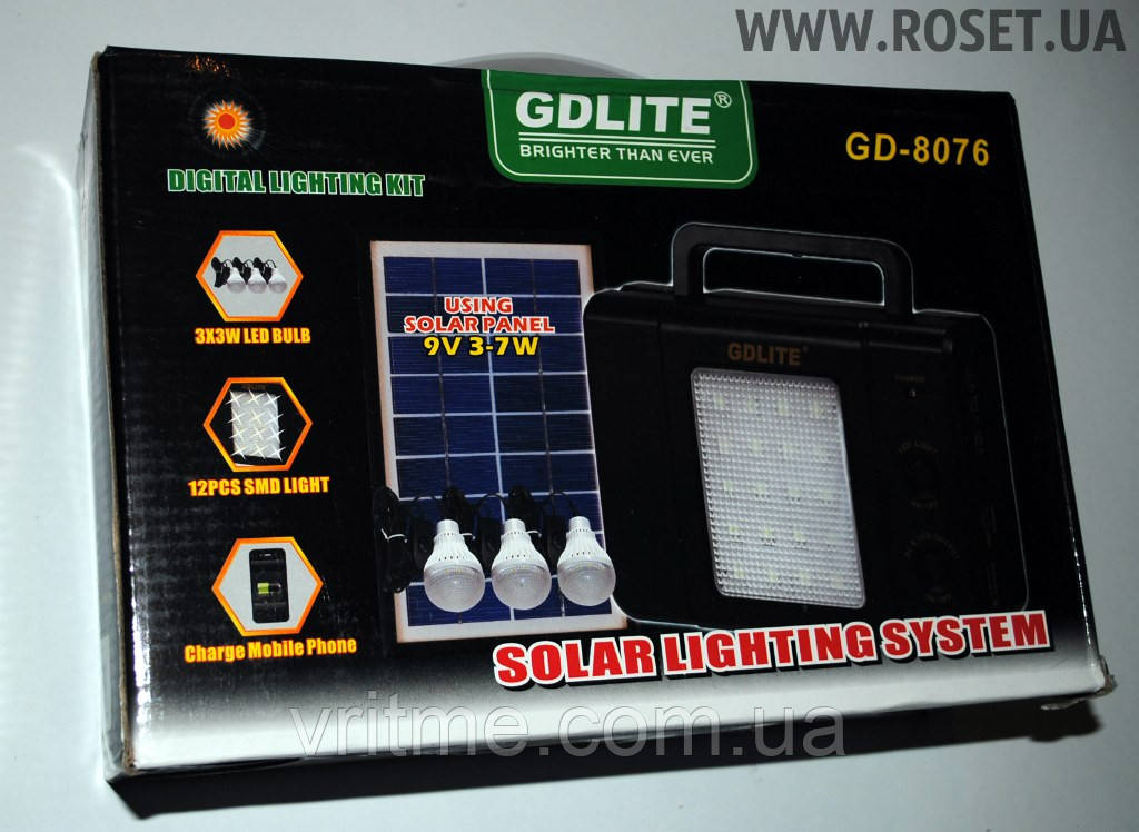 Універсальний портативний акумулятор із сонячною панеллю GDLite GD-8076