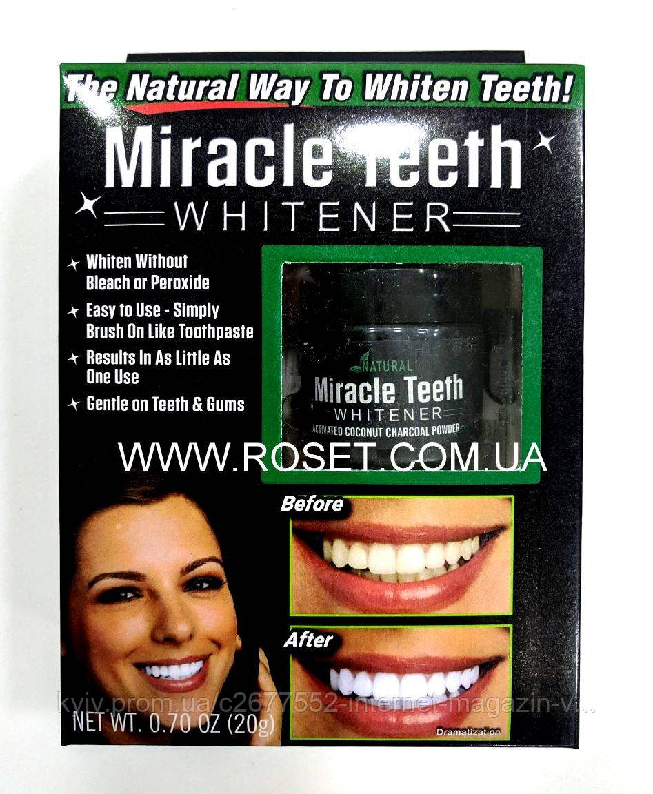 Чорна паста для вибілювання зубів Miracle Teeth Whitener, фото 1