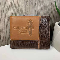 Мужской кожаный кошелек портмоне с ковбоем натуральная кожа коричневый