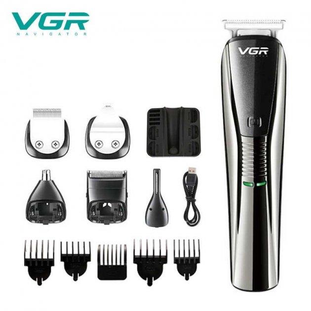 Машинка для стриження VGR V-029 бездротова акумуляторна з насадками + підставка 10 Вт, фото 1