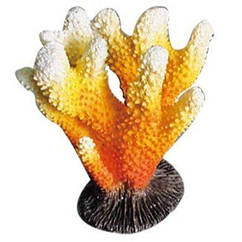 Декорація для акваріума KW Zone king's Корал жовтий 12,7 x 9 x 13 см (пластик)