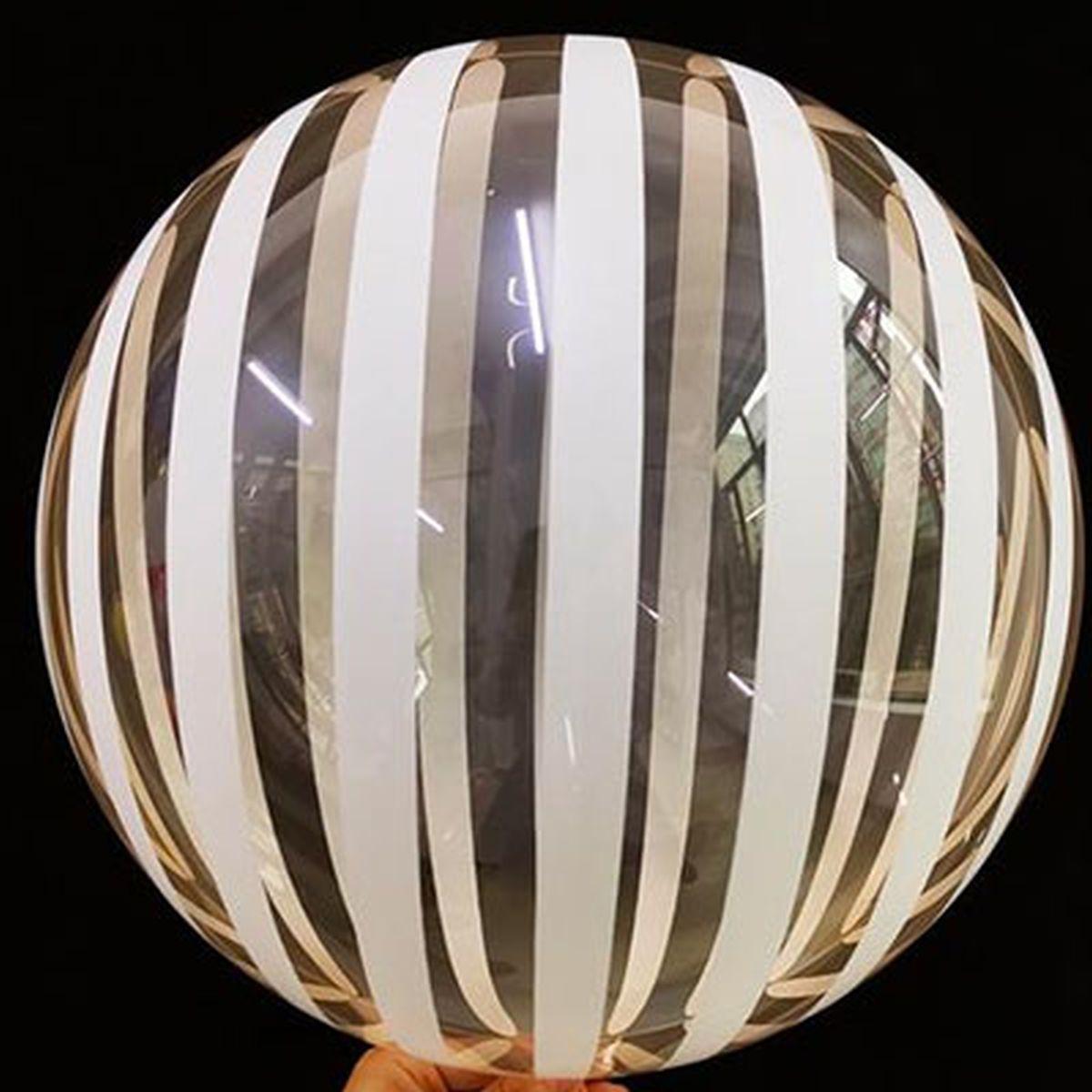 Повітряна кулька Bubbles 20"(51см) кристал з білими смугами 1шт.