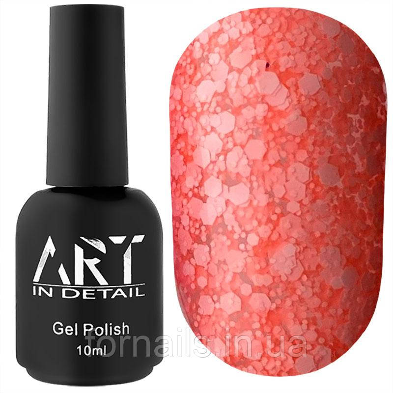 Гель-лак ART Bubble №B002 (напівпрозорий кораловий з білими пластівцями), 10 мл