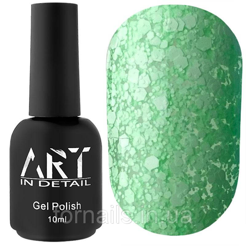 Гель-лак ART Bubble №B005 (напівпрозорий зелений з білими пластівцями), 10 мл