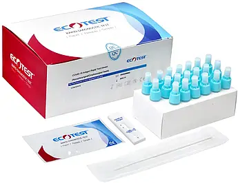 Тест на антигену Ag коронавірусу COVID-19, ECOTEST SARS-COV-2, 20 шт