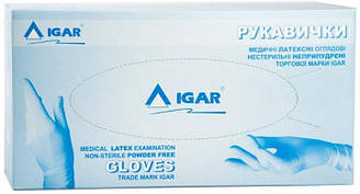 Рукавички ІГАР нестерильні латексні без пудри розмір М
