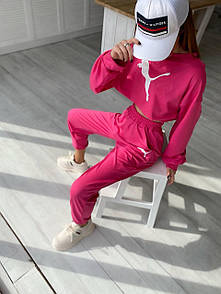 Спортивний жіночий костюм з укороченим світшотом на гумці та джогерами (р. 42-46) 5so1276