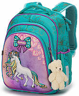 Рюкзак для девочки в 1-3 класс школьный каркасный ортопедический Пони Единорог Winner One SkyName 5022