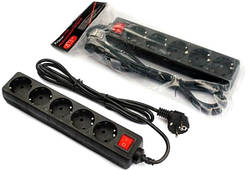 Мережевий фільтр FRIMECOM FC-B2005W, 220В 10А, 5 розеток, 3м, черний