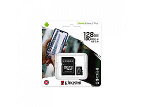 Карта пам'яті MicroSDXC (UHS-1) Kingston Canvas Select Plus 128Gb class 10 А1 (R-100MB/s) (adapter SD)