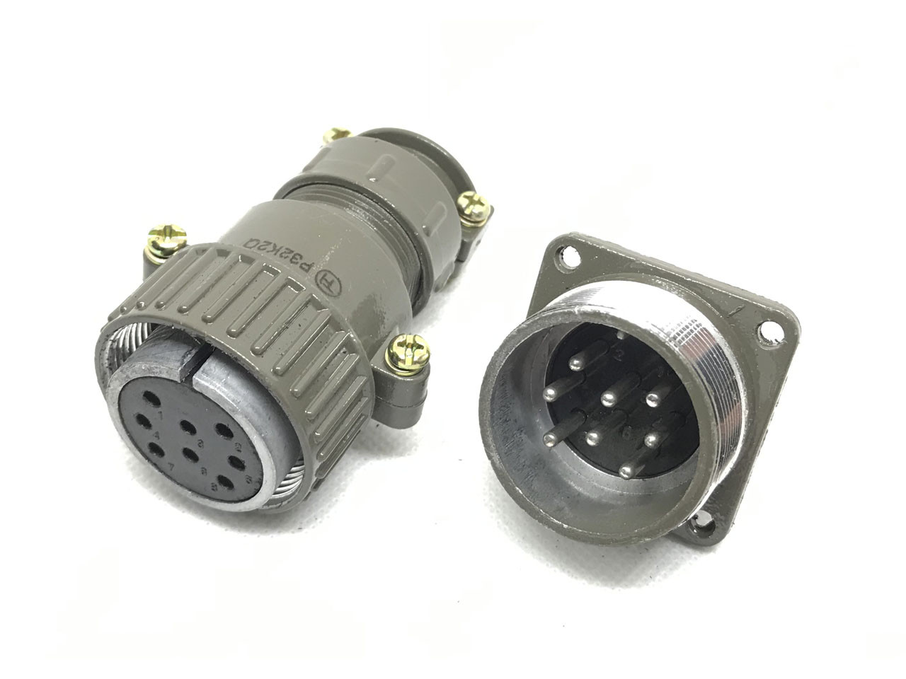 Металевий силовий роз'єм P32K2Q на 8 контактів, фото 1