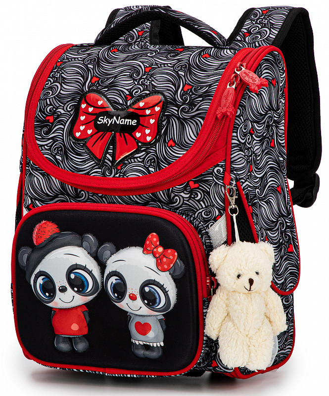 Рюкзак для дівчинки в 1-3 клас шкільний ортопедичний каркасний Ведмедики Панди SkyName 2079