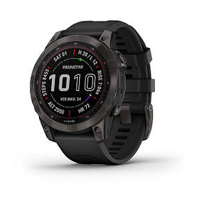 Смарт-годинник Garmin Fenix 7 Sapphire Solar карбоново-сірий титановий DLC з чорним ремінцем