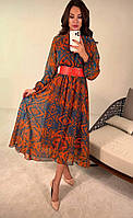 Вечірня жіноча сукня міді з довгими рукавами, весняна шифонова сукня Туреччина