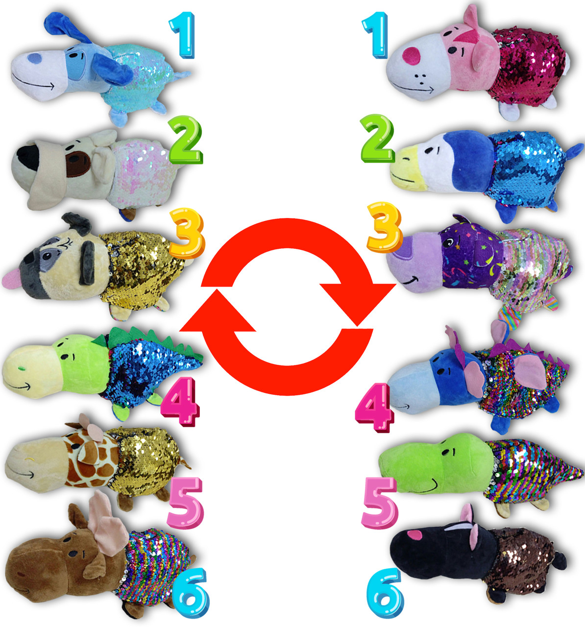 М'яка іграшка вивернушка з паєтками, 23см, фото 1