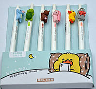 Набір ручок гелевих 0.5 мм BP5001 Cute Animal (6штук), фото 8
