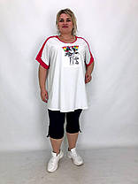 Річна жіноча туніка-сорочка в горошок з 52 по 66 розмір, фото 3