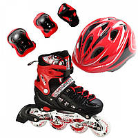 Ролики детские раздвижные Набор Scale Sports Combo Pro - USA (защита + шлем) 29-33, Красный (2T3040P)